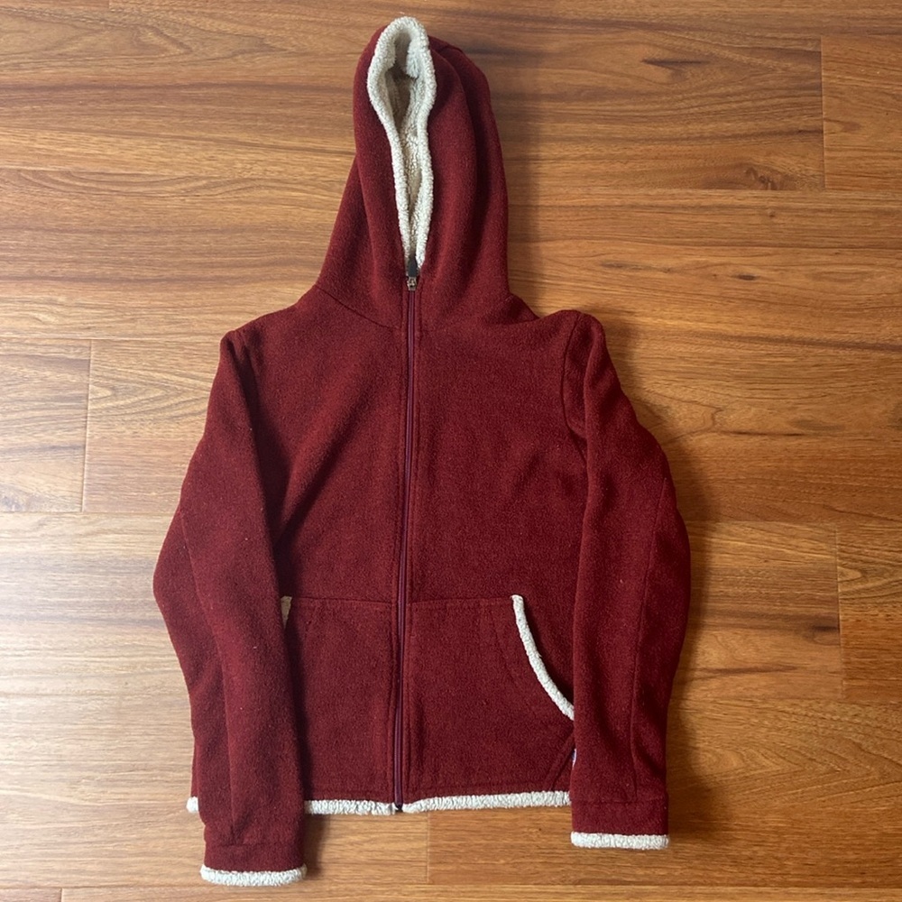KUHL women’s medium red and white zip up hoodie